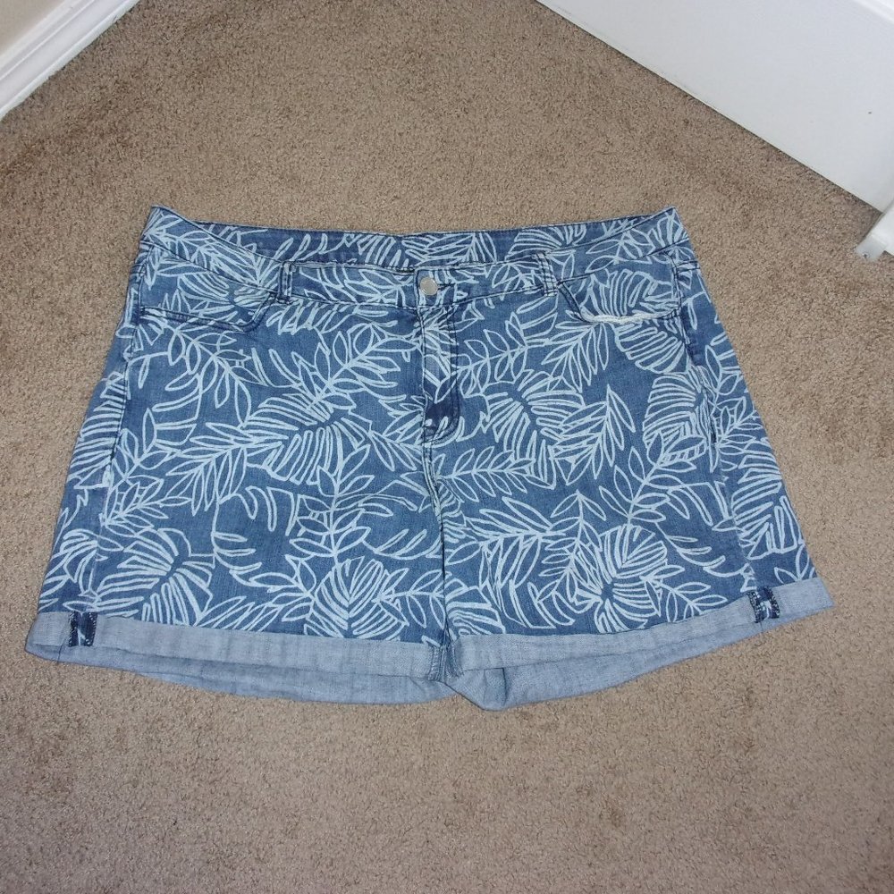 Lane Bryant Jean Shorts Palm Print 22